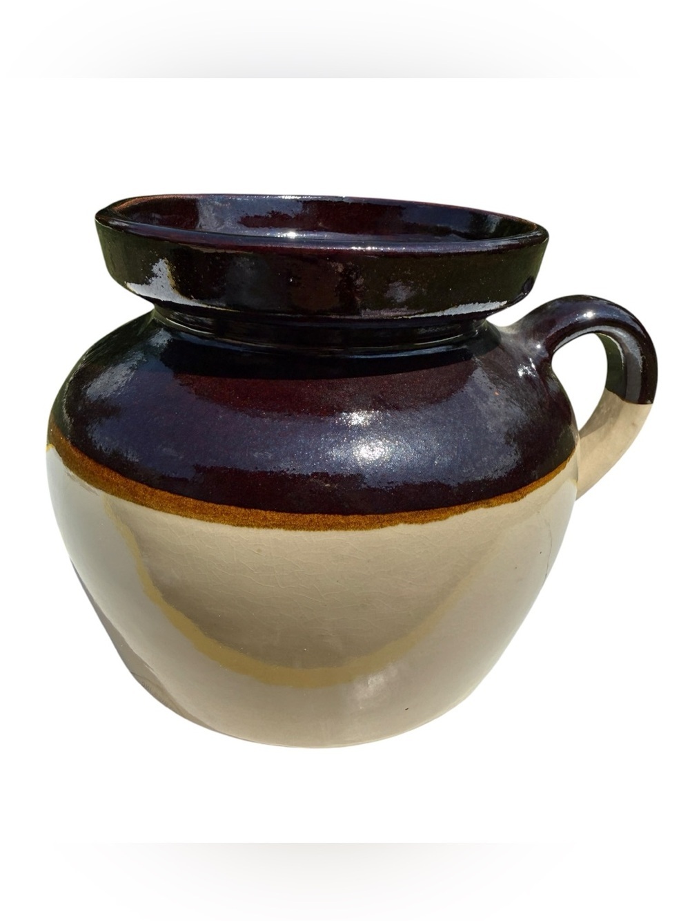 Vintage RRP Roseville Ohio Pottery Crock Vase Brown Cream Stoneware Handmade